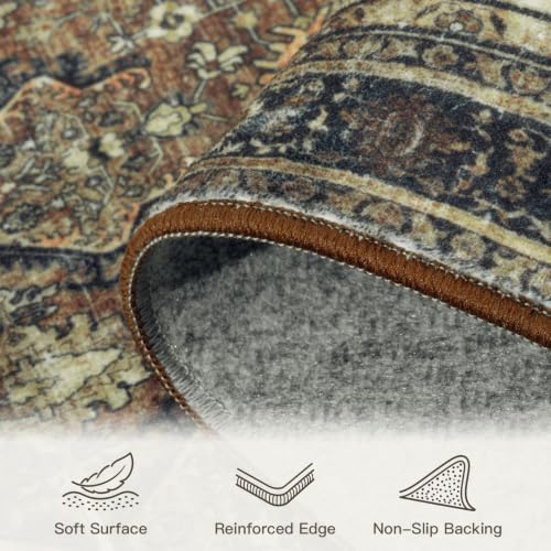 2x6 Area Rugs for Hallways, Brown Washable Non-Slip Kitchen Runner Rug - Image 6