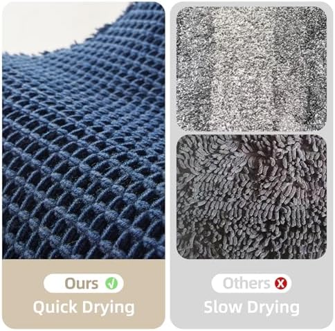 TYUU Waffle Bath Mat, Boho Bathroom Rugs Non Slip, 48x24 Navy Blue - Image 6