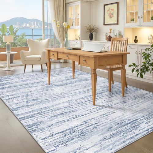 Area Rug 6x9 Living Room Rugs: Washable Modern Rug Non-Slip Soft Rugs Stain Resistant Printed Rug Indoor Carpet for Bedroom Kitchen Dining Room Nursery Home(Dark Blue, 6'x9') - Image 3