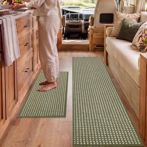 hicorfe Waffle Kitchen Runner Rugs Set of 2,Non Slip Kitchen Mats for Floor by Hicorfe