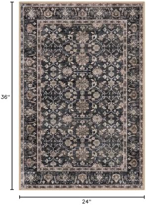 KUTA Vintage Floral Entryway Rug 2x3, Kitchen Area Rugs Brown - Image 2