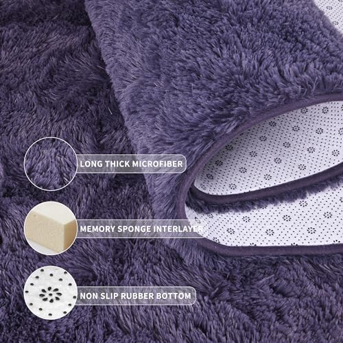 Tepook 5x8 Area Rugs for Living Room Fluffy Gray Purple Rug for Bedroom - Image 5