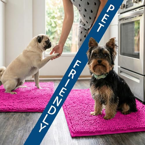 Bathroom Rugs Sets 2 Piece,Super Absorbent Chenille Bath Mats and U-Shaped Toilet Rug,Strong PVC Non Slip Backing,Microfiber Washable Dry Quickly Bath Mats for Bathroom(20"x32"+20"x20"U,Hot Pink) - Image 7
