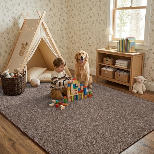 5x7 Coffee/White Area Rug Washable Non-Slip Soft for Living Room Bedroom - Image 3