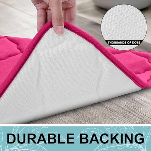 OLANLY Memory Foam Bath Mat Rug 47x24, Ultra Soft Bathroom Rugs, Deep Pink - Image 4