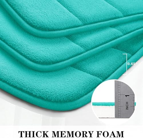 BYSURE Light Teal Memory Foam Bathroom Rug Set 3 Piece - Image 6