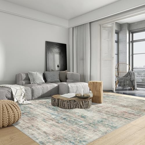 10x14 Area Rugs for Living Room: Washable Abstract Multi Color Carpet - Image 3