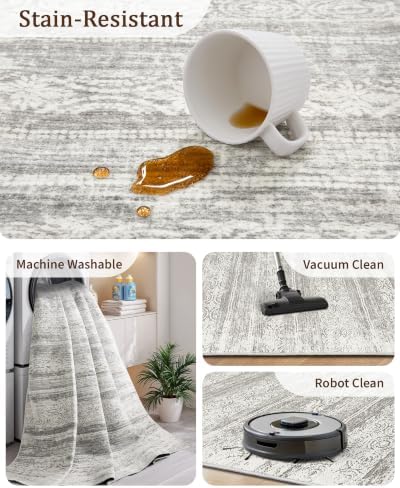 Miukiki 10x14 Area Rugs for Living Room Non Slip Washable Rug Grey - Image 4