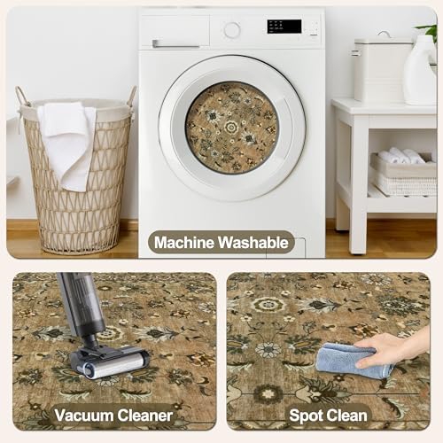 Brown 2x4 Runner Washable Rugs for Entryway, Non Slip Small Area Rug - Image 4