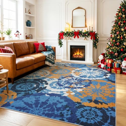 Boho 5x7 Area Rug, Washable Non-Slip Low-Pile Rugs for Living Room - Image 3