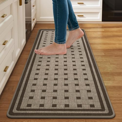 Kitchen Mats for Floor, Non Slip Kitchen Rugs, 17x47 Brown by QiCaiJia