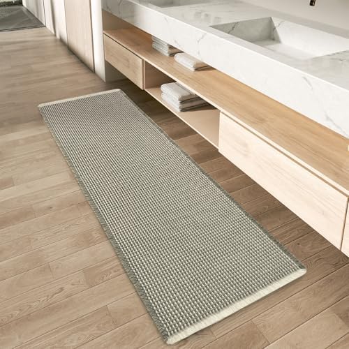 Upgraded Waffle Bath Mat Runner Absorbent Non Slip Bathroom Mat, 2' x 4' by AMOAMI