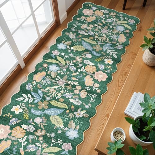 3x15 Hallway Runner Rug Washable: Non Slip Carpet Runner for Kitchen Green - Image 2