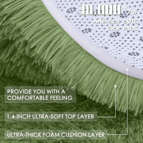 OLANLY 3x5 Machine Washable Small Bedside Rug, Soft Fluffy Shaggy Rugs for Living Room, Bedroom, Indoor Floor Carpet for Kids Girls and Boys, Preppy Dorms, Nursery, Home Decor Aesthetic, Green - Image 5