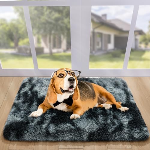 2x3 Tie-Dyed Black and Grey Fluffy Area Rug Non-Slip for Entryway Bedroom - Image 6