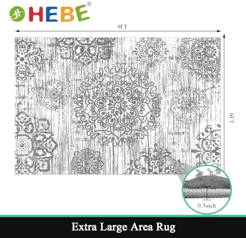 HEBE Area Rug for Living Room 6'x9', Washable Non Slip Boho Bedroom Rug - Image 2
