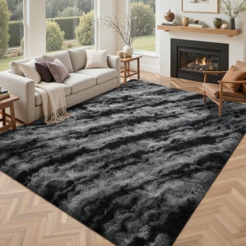4x6 Feet Area Rugs for Bedroom, Zebra Black Plush Fluffy Shaggy Living Room Rugs Non-Slip, Ultra Soft Carpet for Nursery Kids PlayRoom Dorm Office Indoor by Lo%CC%80utiRootHome
