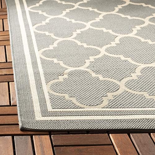 SAFAVIEH Washable Rug Outdoor Courtyard Collection - 6'7" x 9'6", Anthracite & Beige, Non-Shedding & Easy Cleaning, Ideal for Patio, Backyard, Mudroom (CY6918-246) - Image 3