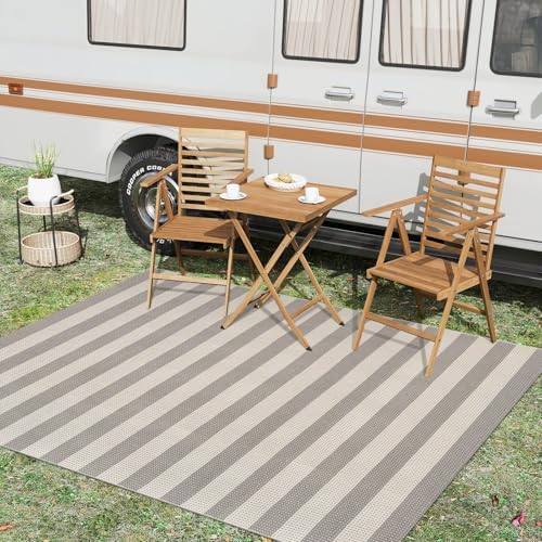 OJIA Outdoor Rug 5'x7' Striped Patio Rug Washable Indoor Outdoor Carpet - Image 7