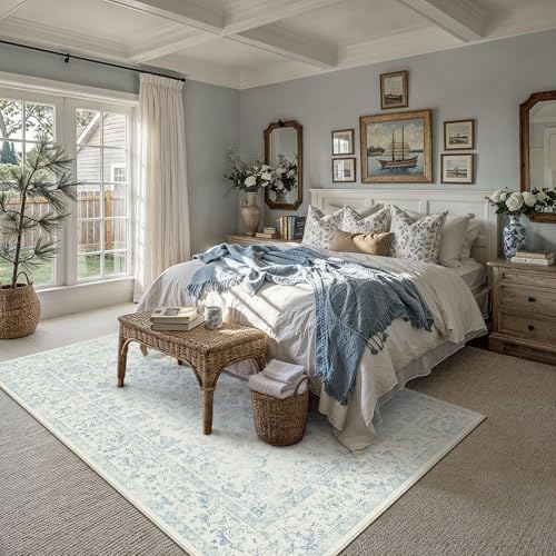 PureCozy 6x9 Softer Blue Area Rug Washable Non Slip Living Room Carpet - Image 4