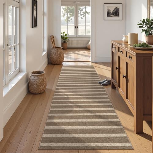 Lahome Striped Easy Jute Kitchen Runner Rug, 2x8 Washable Outdoor Rugs - Image 3