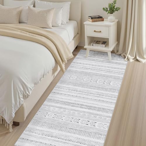 cotiled Hallway 2.6x8 Runner Rugs Washable Boho Rug Dark Grey - Image 3