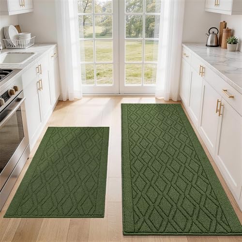 COSY HOMEER Kitchen Rugs Sets of 2 Non-Slip Washable,60x24Inch/35X24Inch by COSYHOMEER
