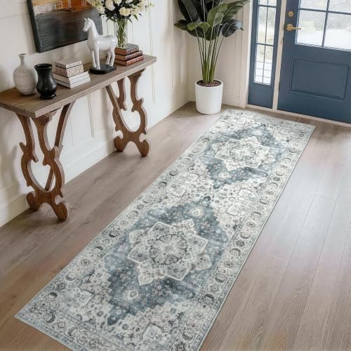 Lessymo Washable 2 x 6 Runner Rugs,Soft for Entryway Blue Grey/Beige by Lessymo