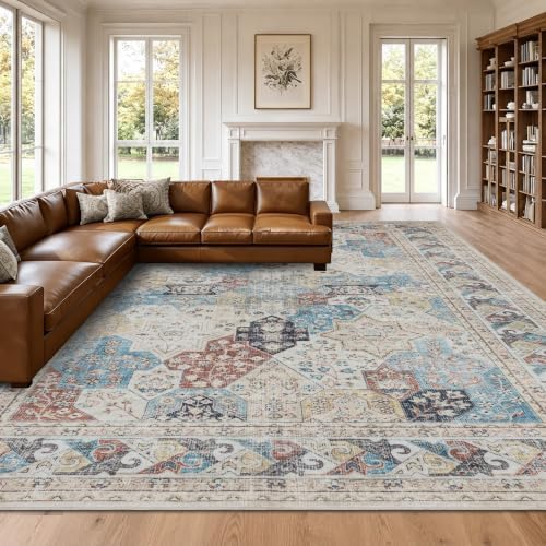 RCTJHOME Moroccan Washable Rugs 9x12, Vintage Rugs for Living Room Bedroom - Image 2