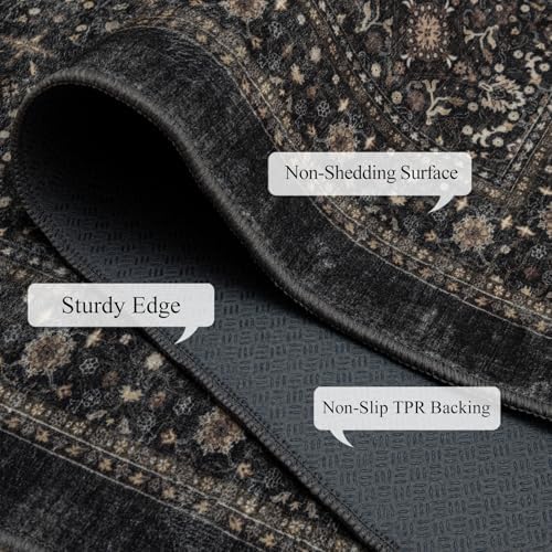 Ruaruarug Washable Small Area Rug 2×3 for Entryway, Ultra Soft, Black Grey - Image 3