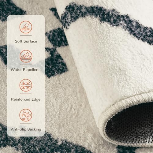 BESTSWEETIE 5'x7' Washable Area Rug for Living Room Bedroom White Black - Image 3