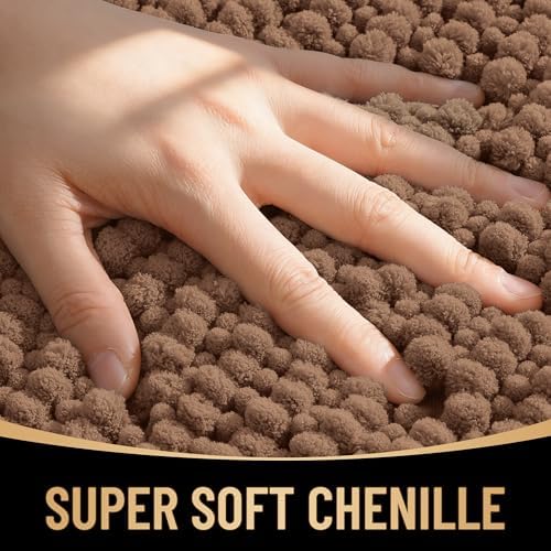 OLANLY Thick Chenille Large Bathroom Rugs 40x32, Absorbent Bath Mat, Mocha - Image 2