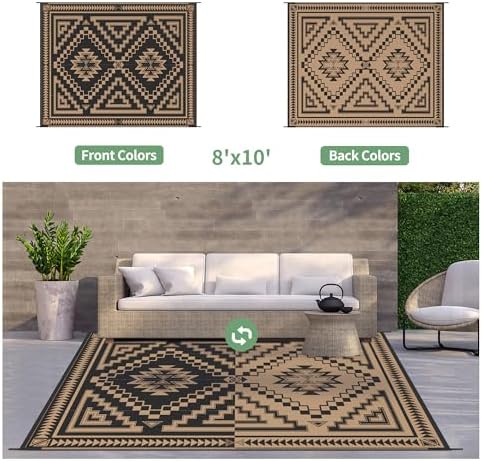 GENIMO Outdoor Rug, Waterproof Plastic Rugs for Patio, 8'x10' Dark Brown - Image 4
