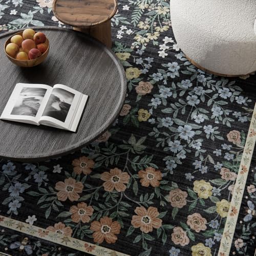 Washable Living Room Area Rug: 5x7 Rugs for Bedroom Vintage Stain Resistant Non Slip Low Pile Soft Lightweight Carpet Rug for Kitchen Dining Room Kids Room Nursery Living Room - Image 3