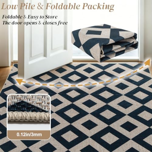 6×9 Easy Jute Rug Washable Rugs Low Pile Indoor Farmhouse Neutral Non Slip Rug Modern Carpet Door Mat for Backyard Bedroom Kitchen Porch Patio Black - Image 6