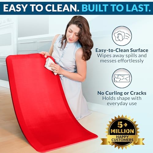 ComfiLife Anti Fatigue Floor Mat – 3/4 Inch Thick Kitchen Mats for Floor, Standing Desk Mat, Kitchen Rug – Comfort at Home, Office – Durable – Stain Resistant – Non-Slip (20" x 39", Scarlet Orange) - Image 5