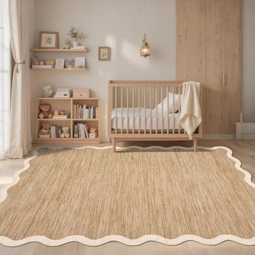 GarveeHome Print Scalloped Living Room Rug 5x7 Area Rug Washable Non Slip by GarveeHome