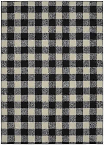 Garland Rug Country Living Buffalo Plaid 7 ft. x 10 ft. Area Rug for Living Room, Bedroom, Kitchen, Dining Room, Nursery, Black/Ivory by Garland+Rug