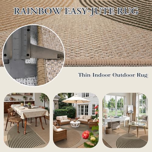 Lahome Modern Rainbow Easy Jute Rug 9x12, Large Nature Rugs for Living Room - Image 3