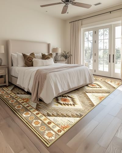 BESTSWEETIE 6'x8' Washable Area Rug for Living Room Bedroom Cream/Camel - Image 7