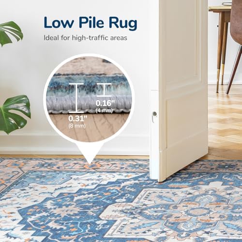 Lessymo Washable Area Rugs 6 x 9 for Living Room,Soft Non Slip Blue Brown - Image 4