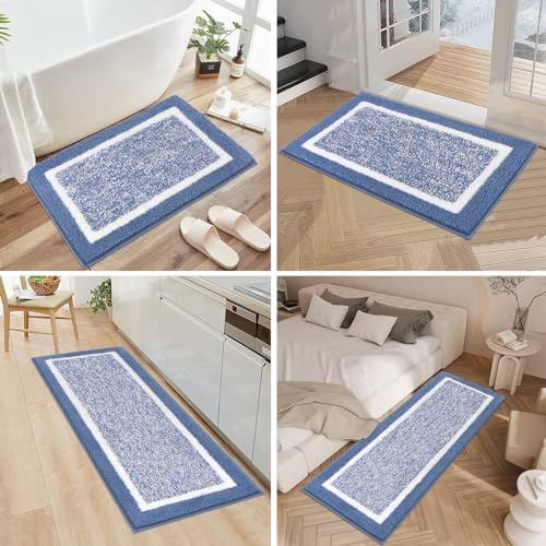 Pauwer Bathroom Rug Sets 3 Piece, Non Slip Washable Bath Mat, Blue - Image 7