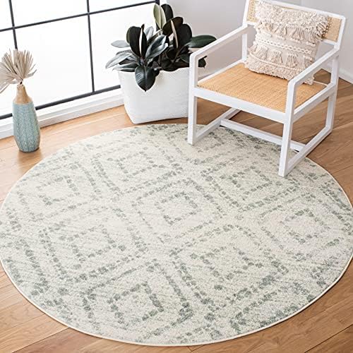 SAFAVIEH Adirondack Round Rug 8', Boho Ivory & Green ADR131X - Image 3