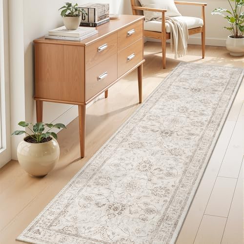 Madane Runner Rug 2x8 for Hallway, Kitchen Non-Slip Runner Rug Brown/Ivory - Image 2