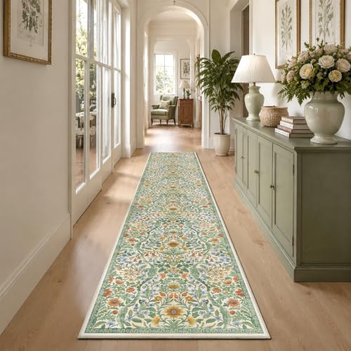2x10 Floral Runner Rug for Hallway Washable Kitchen Runner Rug - Image 4