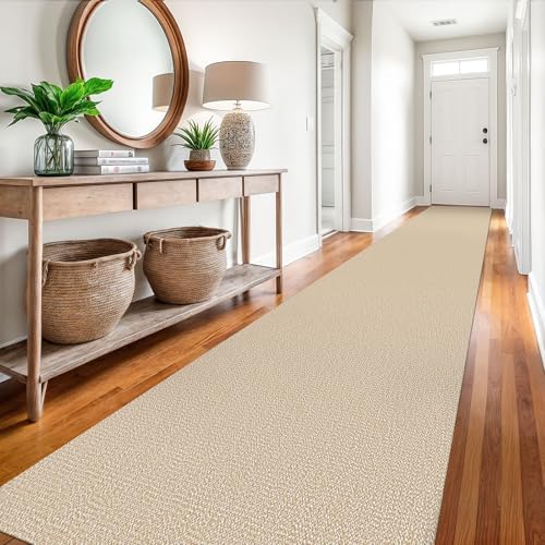 EARTHALL Washable Runner Rug, Non Slip, 3x18 Ft, Golden Beige/White - Image 5
