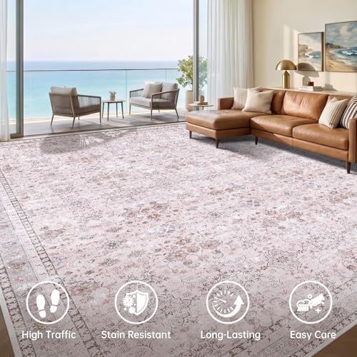 Sasttie 8x10 Area Rugs, Ultra-Soft Washable Rug for Living Room, Pink - Image 3