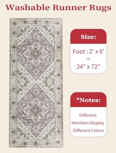 SERISSA 2x6 Washable Non Slip Boho Runner Rug for Hallway，Earth Tone - Image 2