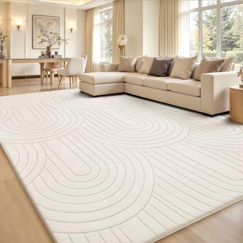 Sour Lemon 8x10 Area Rugs for Living Room Bedroom, Large Carpet Cream Rug by SourLemon