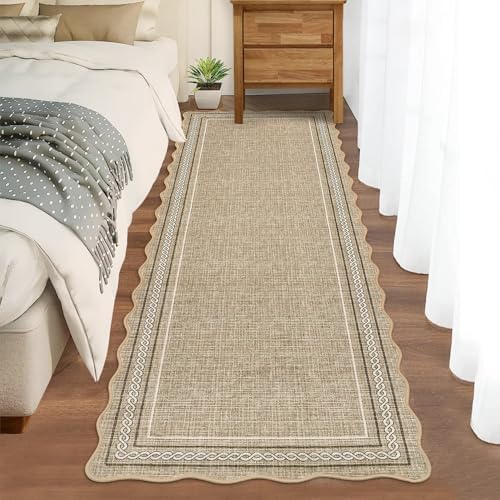 GarveeHome Scalloped Runner Rug for Hallway 2x10 Non Slip Washable, Jute - Image 2